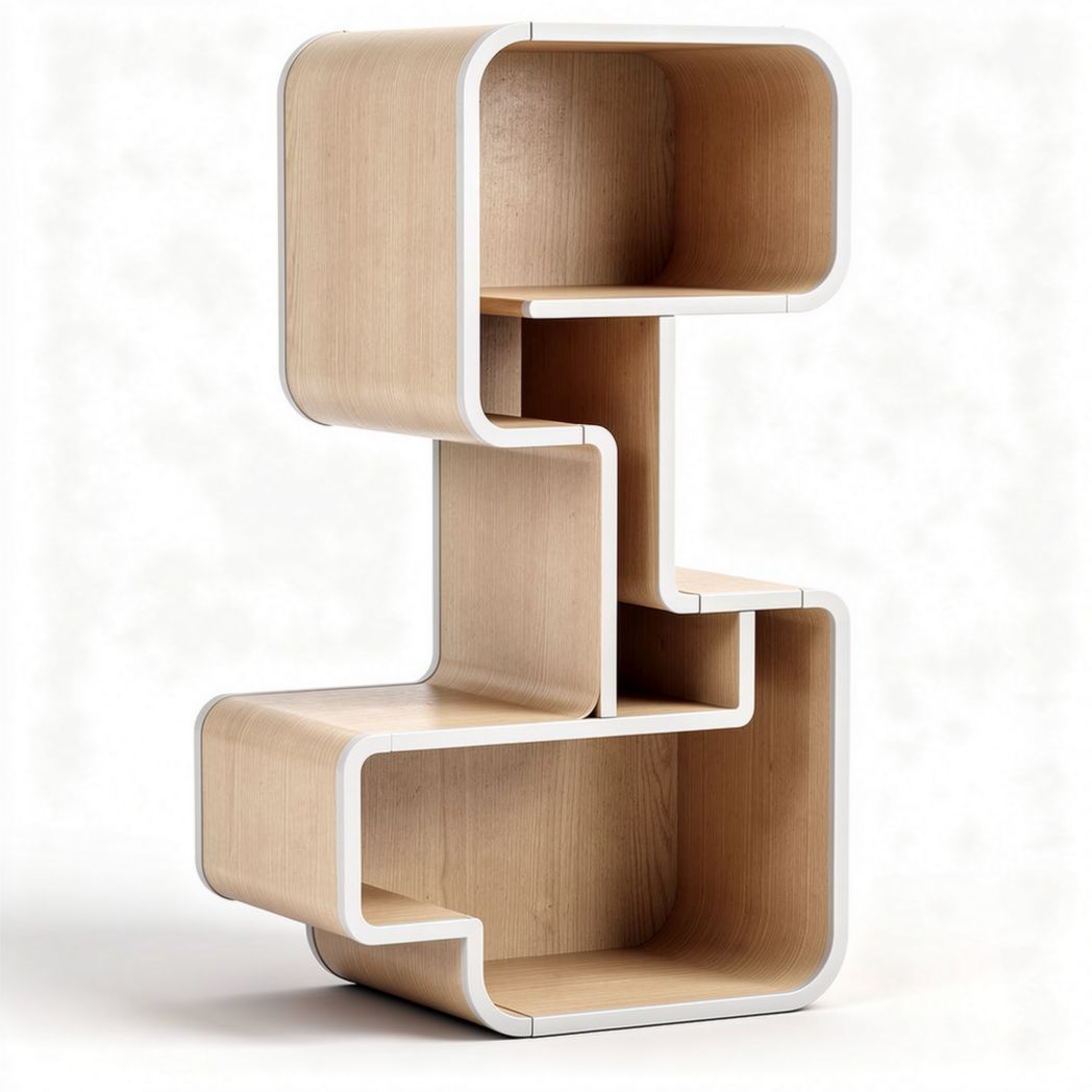 Wooden modular bookshelf in natural finish 40 x 22 x 75cm