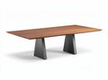 Modern rectangular dining table with wooden top and metal legs 200 x 100 x 75cm