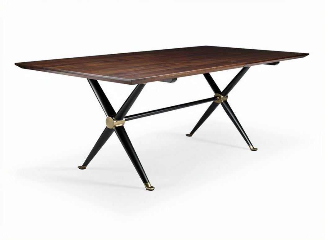 Wooden dining table with black metal legs 180 x 90 x 75cm
