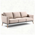Fabric sofa for living room in light beige with wooden legs 200 x 90 x 85cm