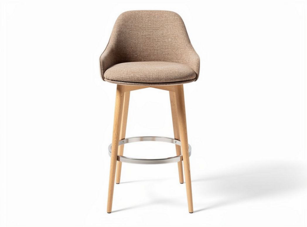 Bar stool with upholstered seat and wooden legs 45 x 45 x 100cm