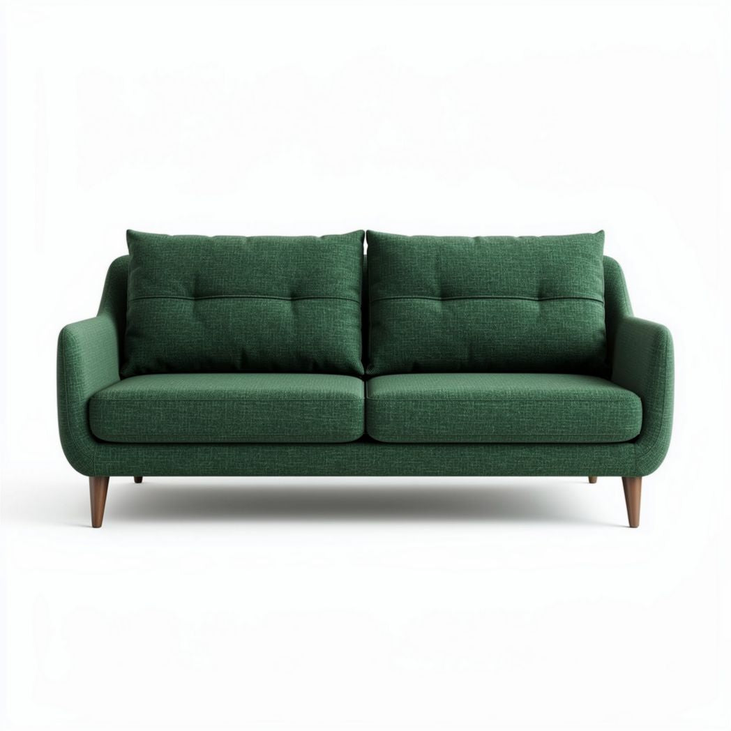 Green fabric sofa with wooden legs suitable for living room 180 x 80 x 85cm