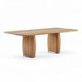 Wooden dining table with oval base and natural finish 200 x 100 x 75cm
