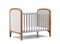Wooden baby crib with padded sides 120 x 60 x 90cm grey and beige