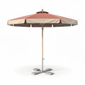 Outdoor patio umbrella with canopy in coral and beige 240 x 240 x 250cm