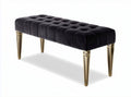 Black velvet tufted bench with gold metal legs 100 x 40 x 45cm